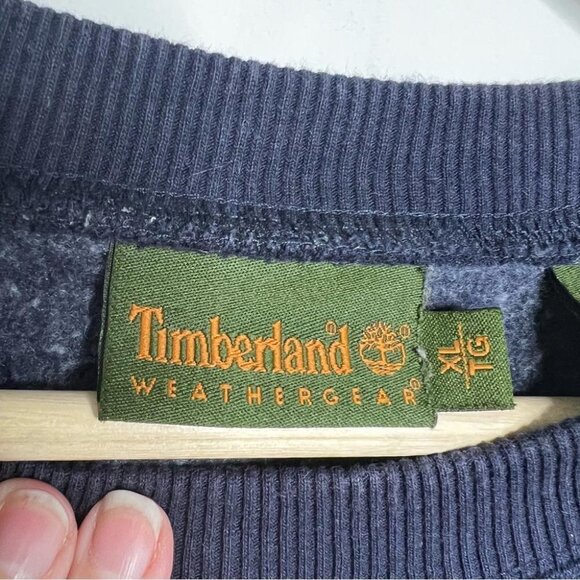 Timberland Mens Size XL Navy Blue Crewneck Sweatshirt with Yellow Graphic Casual - Picture 7 of 12